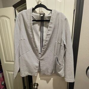 White and Black striped blazer